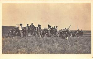 Wilber NE Busy Outing Men Dogs Old Cars Real Photo Postcard