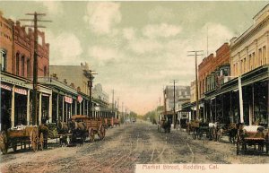 REDDING, California CA ~ MARKET STREET Scene c1910s Shasta County  Postcard 