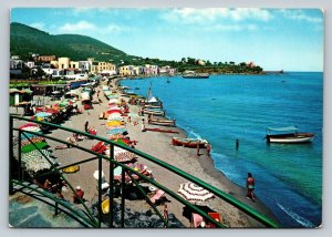 People & Boats on Beach ISCHIA in Italy 4x6 VINTAGE Postcard 0151