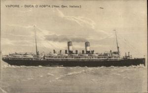 Italian Steamship Vapore Duca D'Aosta Nav Gen Italiana c1910 Postcard