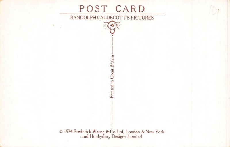 A910 Art by Randolph Caldecott Party Violin Player Beautiful Lady 1974 postcard