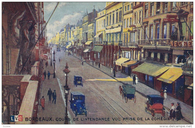 BORDEAUX, Gironde, France, 1900-1910´s; Cours de Lintendance vue prise de la...