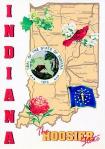 IN: INDIANA STATE FACTS MAP POSTCARD