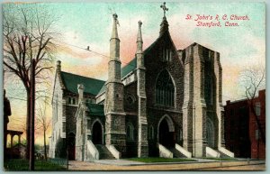 St John Roman Catholic RC Church Stamford Connecticut CT 1908 DB Postcard G1