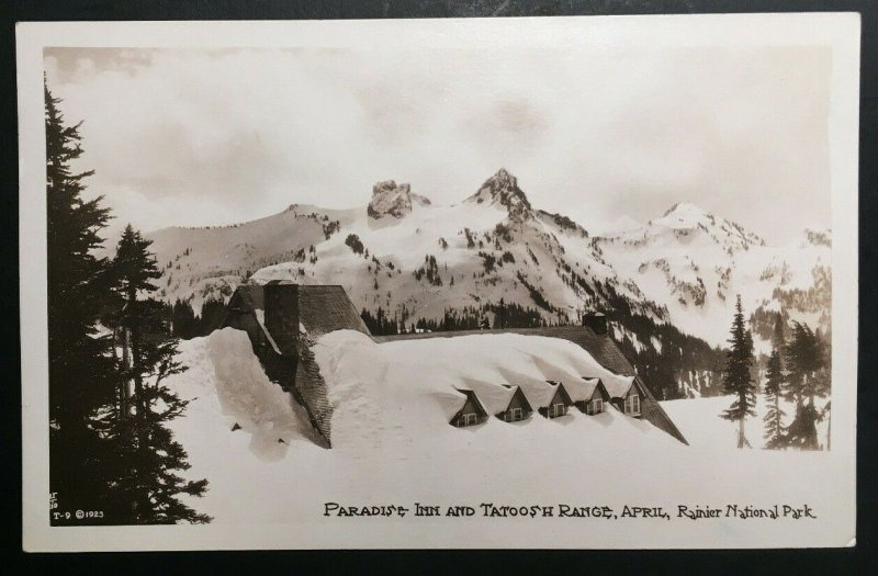 Mint Paradise Inn & Tatoosh Range Rainier National Park Real Photo Postcard RPPC