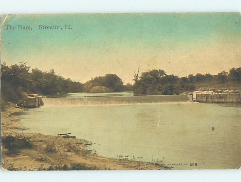 Divided-Back DAM SCENE Streator Illinois IL G6524