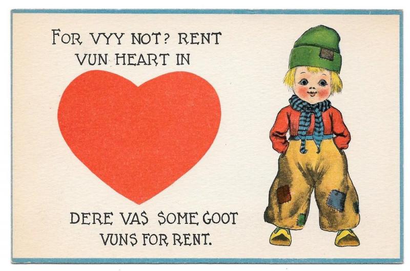 Dutch Kids Boy For Vyy Not? Rent Vun Heart Vntg Postcard