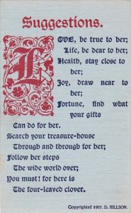 Motto Postcard Suggestions Copyright Hillson