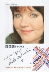 Paula White BBC Radio Stoke Hand Signed Cast Card Photo