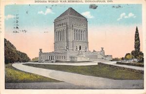 Indianapolis Indiana~Indiana World War Memorial~Little Park in Front~1928 Pc