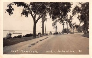 Portland Maine Harbor View East Promenade Real Photo Postcard JF360225