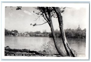 On The Banks Of The Willamette River Salem Oregon OR Vintage RPPC Photo Postcard