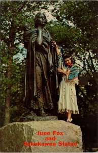 June Fox and Sakakawea Statue North Dakota Postcard PC311