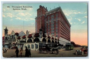 c1910 Davenports Restaurant Building Railway View Spokane Washington WA Postcard