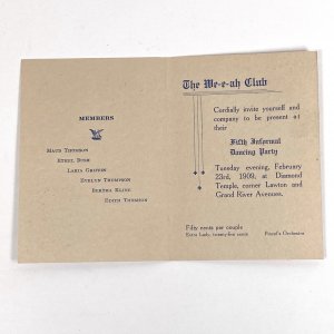 We-e-ah Club Detroit Michican • 1909 Invitation • Diamond Temple on Grand  River