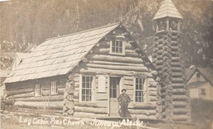 H87/ Juneau Alaska RPPC? Postcard c1930s Log Cabin Presbyterian Church 205