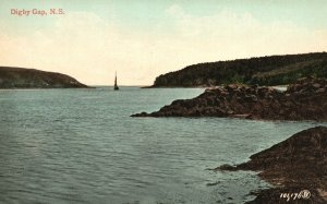 Nova Scotia Canada, Digby Gap Sailboat Waterway Valentine Vintage Postcard c1910