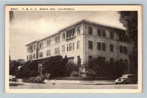 Santa Ana CA, Y.M.C.A. Building Bicycles Street View Linen California Postcard  
