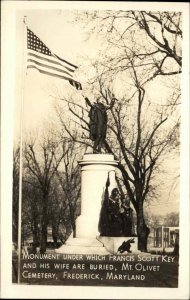 Frederick Maryland MD Mt. Olivet Cemetery Scott Key Grave Real Photo Postcard