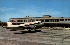 Isle of Man Airport British United Airways Dakota Jet Airliner Vintage Postcard