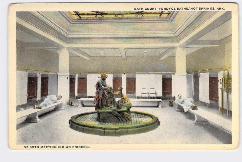 PPC POSTCARD ARKANSAS HOT SPRINGS BATH COURT FORDYCE BATHS DE SOTO MEETING INDIA