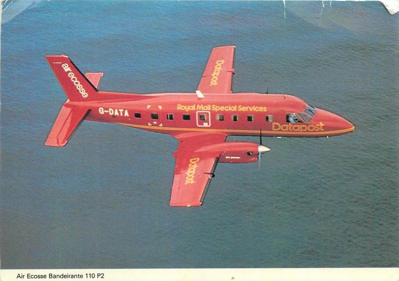 Royal Mail Services plane air ecosse bandeirante aircraft postcard