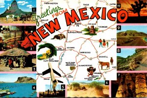 New Mexico Greetings With Map and Multi View