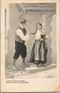 Boy And Girl Und er Bittet und Fleht Vintage Postcard 04.15