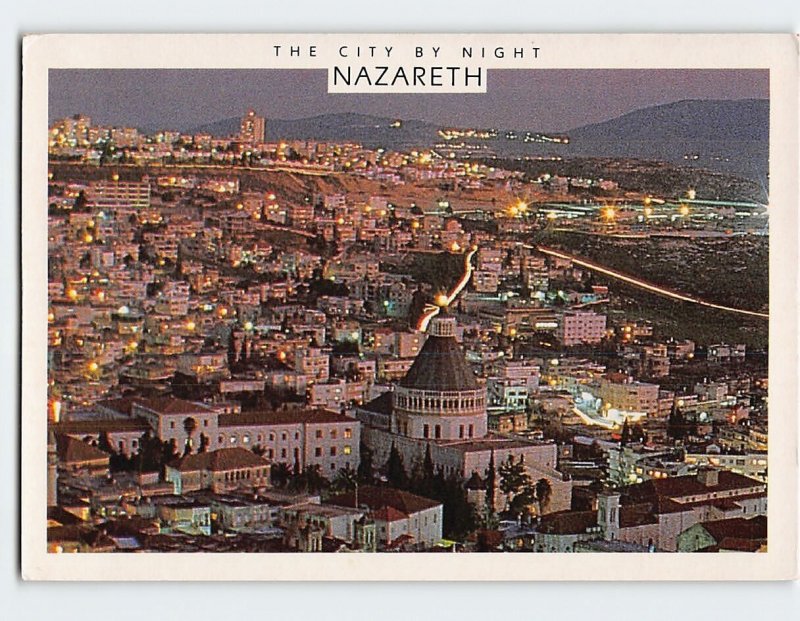 Postcard The City By Night, Nazareth, Israel