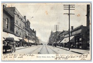 1907 Market Street Road Streetcar Lynn Massachusetts MA Antique Vintage Postcard