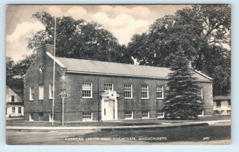 COCHITUATE, MA Massachusetts ~ AMERICAN LEGION HALL  c1940s Postcard