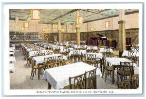 Budar's Fountain Tavern Dining Restaurant Interior Scene Milwaukee WI Postcard 