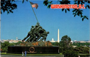 US Marine Corps War Memorial Iwo Jima Statue Washington DC Chrome Postcard 