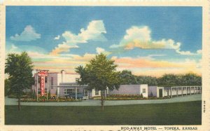 Nod Away Motel roadside 1940s Topeka Kansas Postcard linen Teich 21-3097