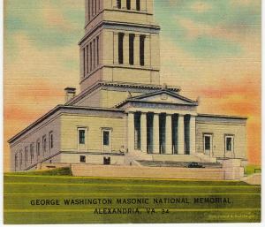 1946 Alexandria VA George Washington Masonic National Memorial Linen Postcard