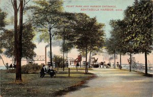 POINT PARK & HARBOR ENTRANCE ASHTABULA HARBOR OHIO POSTCARD (c. 1908)