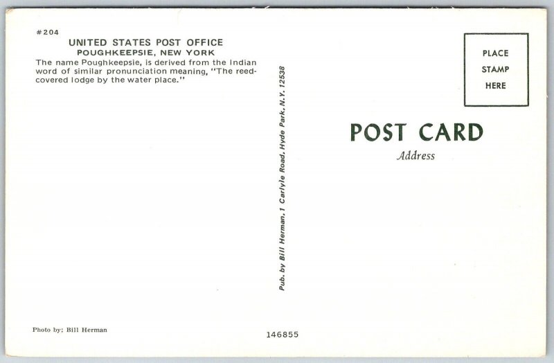 Poughkeepsie New York 1960s Postcard United States Post Office