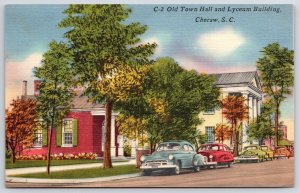 Old Town And Lyceum Building Cheraw South Carolina SC Roadway & Flowers Postcard