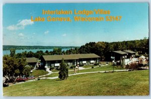 1981 Interlaken Lodge Villas Wooded Hillside Lake Geneva Wisconsin WI Postcard