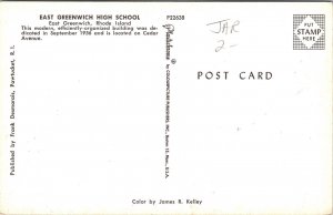 Wast Greenwich High School East Greenwich Rhode Island Chrome Postcard 