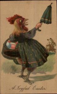 Easter Fantasy - Chiken Egg Man or Woman PFB c1910 Postcard #4