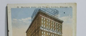 Vintage Postcard Morrison Hotel Terrace Garden Chicago Illinois 1923 linen AL