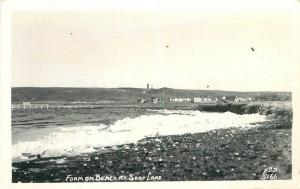 Beautiful Beach 1940s SOAP LAKE WASHINGTON Ellis RPPC real photo postcard 3573