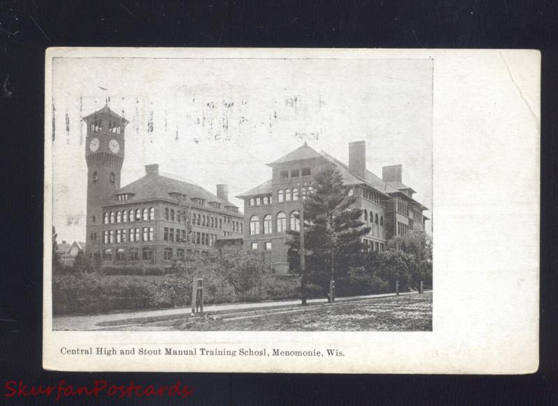 MENOMONIE WISCONSIN MANUAL TRAINING SCHOOL CENTRAL HIGH STOUR OLD POSTCARD