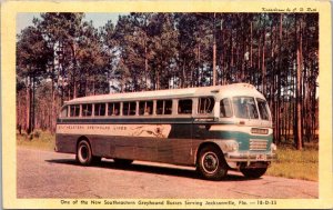 Southeastern Greyhound Bus, Jacksonville FL c1949 Vintage Postcard Q66