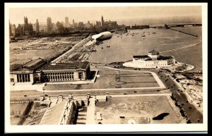 Bird's Eye View Shedd Aquarium Grant Park Chicago IL Blimp Real Photo Postcard