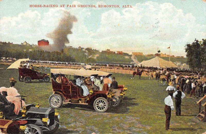 Edmonton Alberta Canada Horse Racing  at Fair Grounds Vintage Postcard JJ649067