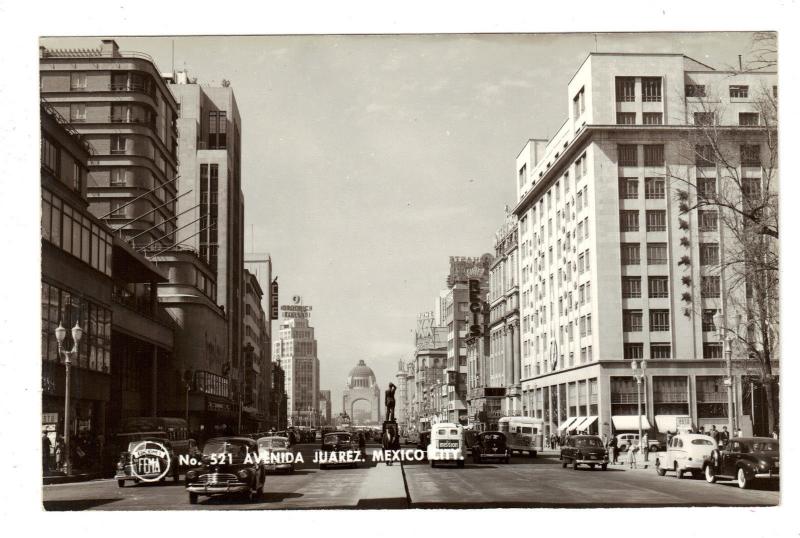 Mexico City Avenida Juarez Street Scene Real Photo Antique Postcard (J3688)