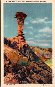 USA Eagle's Nest Rock Petrified Forest Arizona Linen Postcard C026