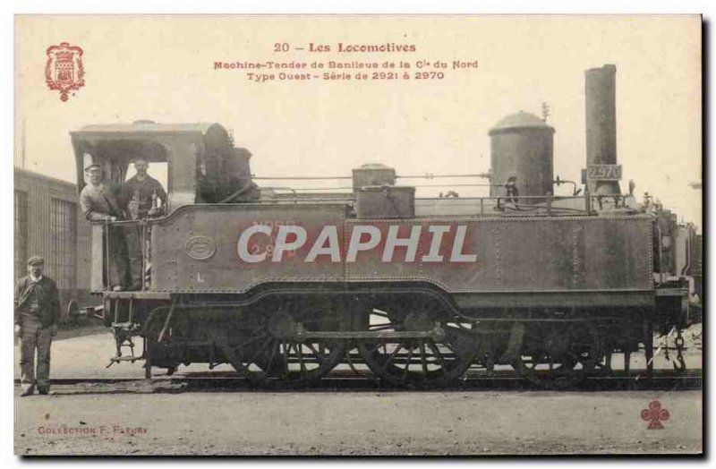 Postcard Old Train Locomotive Machine Co. North suburban west Tender Type